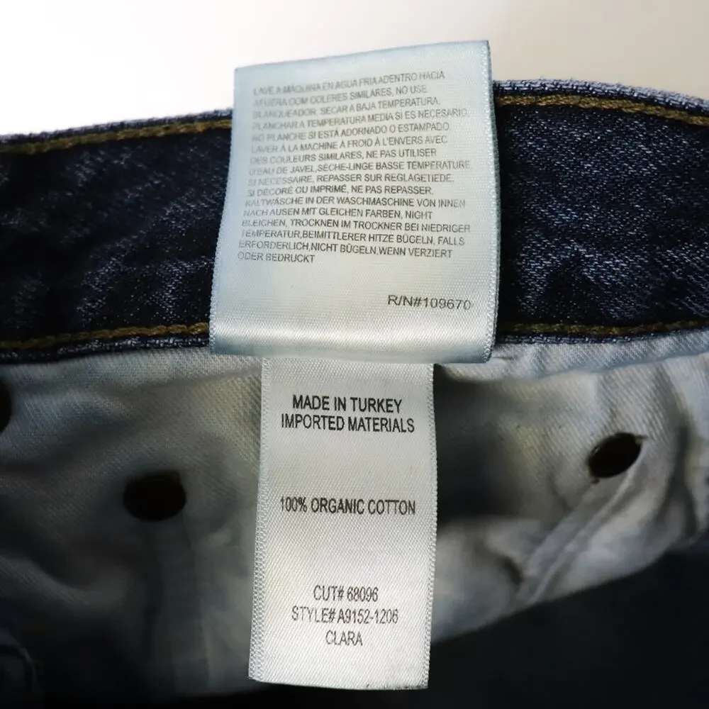 Agolde Clara Jeans Noise 28 Baggy Mid-Rise Flared Wide Leg Organic Jeans Blue - Picture 11 of 11